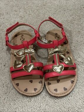 MIA Girls Pink Sandals with Gold Heart Accents